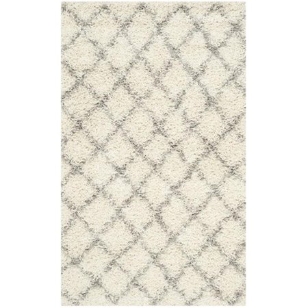 SAFAVIEH Dallas Shag Power Loomed Rectangle Rug- Ivory - Grey- 4 x 6 ft. SGD258F-4